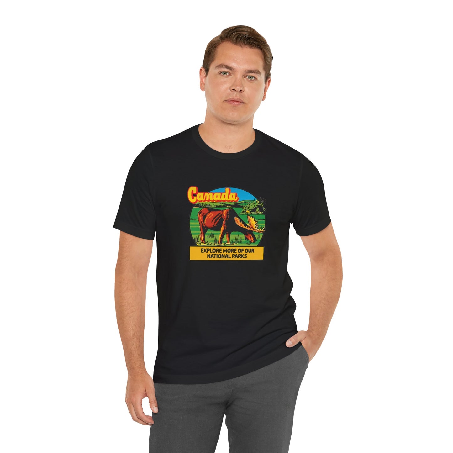 Retro Canada Travel Poster Unisex Jersey Short Sleeve Tee