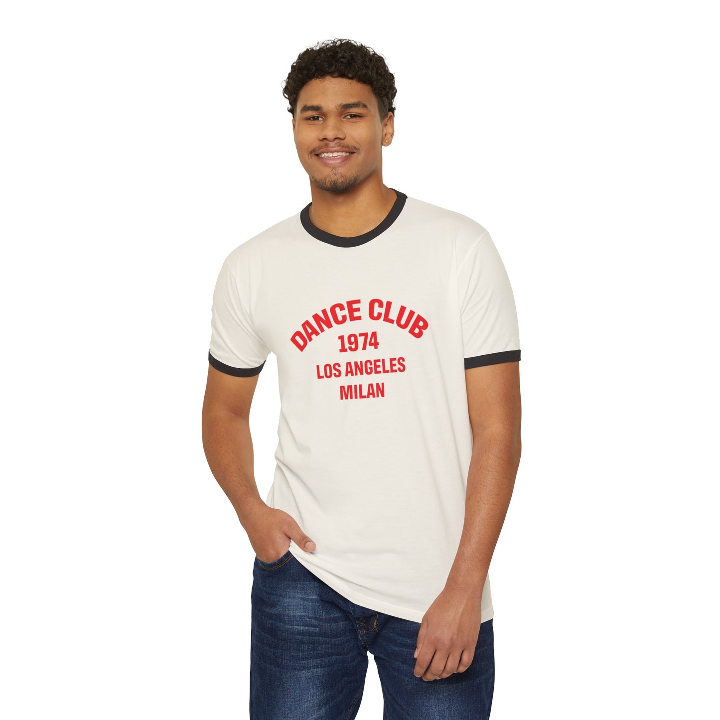 Dance Club 1974 Unisex Cotton Ringer T-Shirt