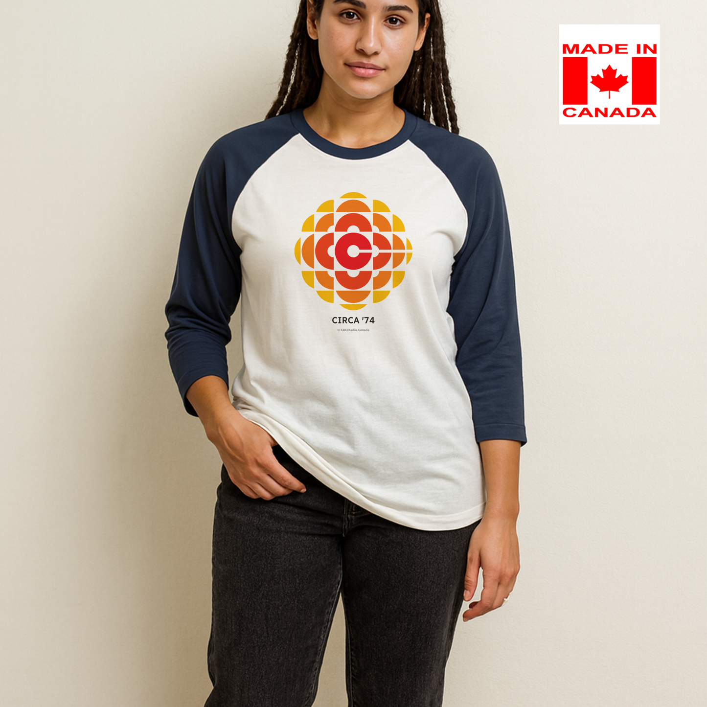 Made in Canada CBC 1974 Unisex 3\4 Sleeve Baseball Tee