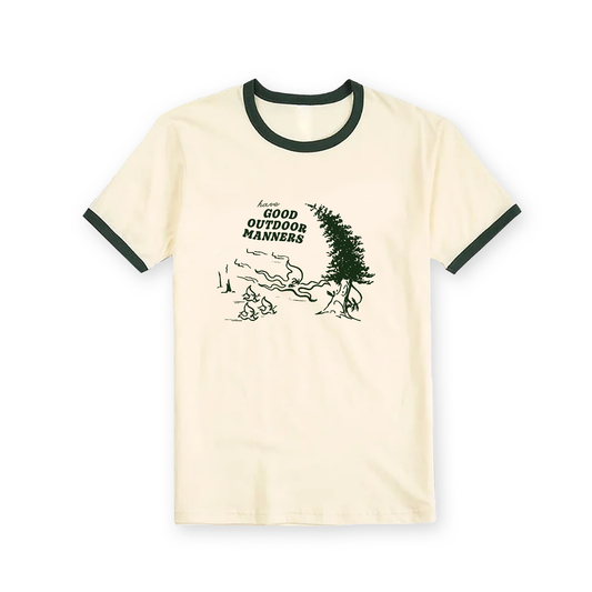 Have Good Outdoor Manners Natural/Forest Green Ringer T-shirt