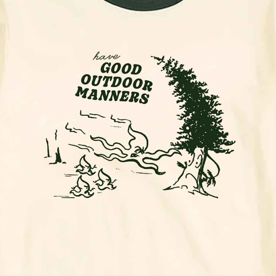 Have Good Outdoor Manners Natural/Forest Green Ringer T-shirt