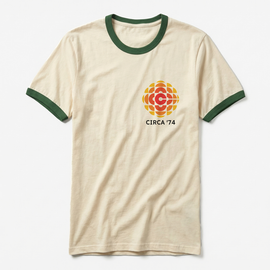 CBC '74 Logo 100% Cotton Made In Canada Ringer Tee